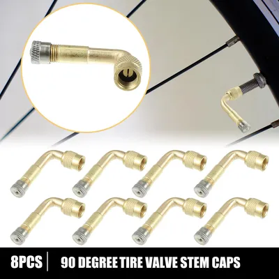 Image de 8pcs Voiture 90 Degré Universel Roue Vannes Cuivre Tubeless Doré