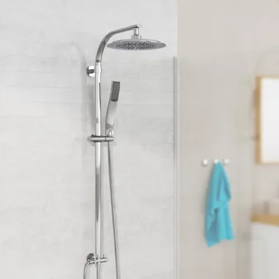 Produktbild von Duschset STILOVAL, Regendusche ohne Armatur, Duschsystem mit Kopfbrause und Handbrause, Duschbrause Chrom