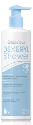 Produktbild von Duschcreme, Pierre Fabre, Dexeryl, Behandlung von trockener Haut, atopischer Dermatitis, Neurodermitis, deutsche Version, 500g
