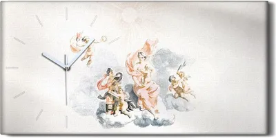 Produktbild von Leinwand Wanduhr Wandkunst Uhr 60x30 Zeichnung Antike Engel Wolken Kunst - weiße Hände