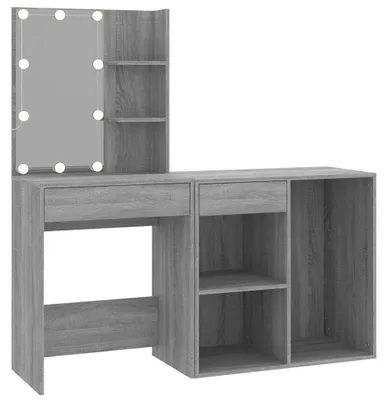 Productafbeelding van vidaXL LED-make-up tafel met kast, grijs Sonoma, houtfineer