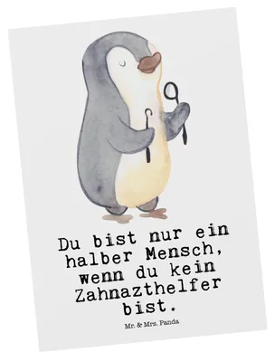 Produktbild von Mr. & Mrs. Panda Postkarte Zahnarzthelfer Herz - Weiß - Geschenk, Postkarten, Ansichtskarte, Ansichtskarten, bildkarte, Grußkarte