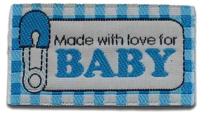 Obrázek produktu pro Made With Love For Baby - záplata, nažehlovací, nažehlovací obrázek, nášivka, nažehlovací, velikost: 4,8 x 2,6 cm