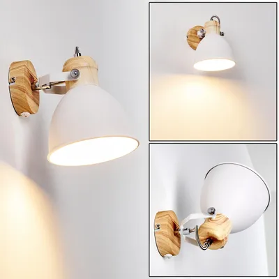 Produktbild von Verago »Verago« verstellbare Wandlampe aus Metall in Weiß/Holzoptik