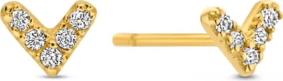 Produktbild von Neu Bling 9NBG-0719 Gold Ohrstecker V - Ohrringe - V - 3.6x4.5mm - Zirkonia - Ohrstecker - 14 Karat - Gold