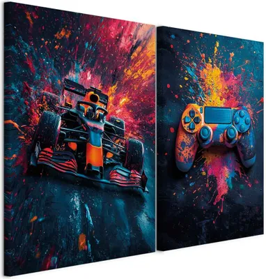 Produktbild von murando - Wandbilder Set Gamer Geschenkidee 40x30cm 2 Teilig je 20x30cm Collage 2er Mehrteiligen Gemälden Vlies Leinwandbild Kunstdrucke Leinwanddrucke - Bilder-Set Schlafzimmer i-H-10020-b-a