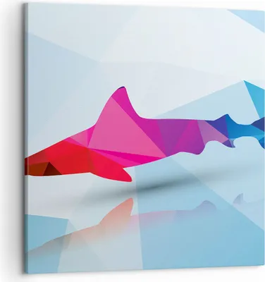 Produktbild von Bild auf Leinwand - Leinwandbild - Hai Illustration modern Grafik - 50x50cm - Wand Bild - Wanddeko - Leinwanddruck - Bilder - Kunstdruck - Wanddekoration - Leinwand bilder - Wandkunst - AC50x50-2813