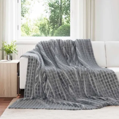 Produktbild von "Schlussverkauf" Wohndecken 6 Stück - Einfache Pflege - Dunkelgrau 240x220 cm Fleece  C8621