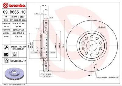 Produktbild von Bremsscheibe BREMBO 09.B635.11