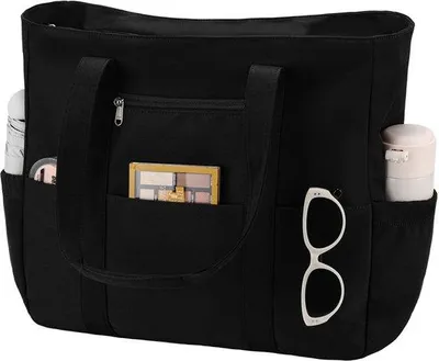 Produktbild von Unyqoos® Extra große wasserabweisende Strandtasche – 10 Fächer, 44 x 14 x 38 cm, sandabweisend, leicht & faltbar mit Reißverschlussfach