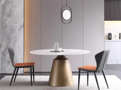Produktbild von Luxus Tische Esstisch Möbel Säule Tisch Marmor Stil Esstische Metall Edelstahl