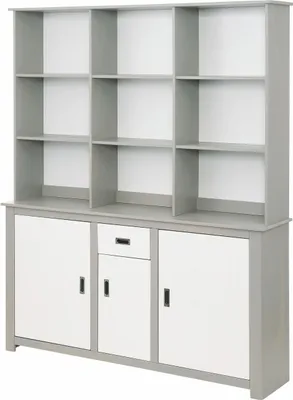 Produktbild von Ariel | Buffet mit 3 Türen 1 Schublade & offenen Räumen in Weiß Grau