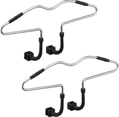 Produktbild von Metall-Kleiderbügel (Stahl), 2er-Set, rutschfest, für Kopfstütze, Autoreise, Silber/Schwarz
