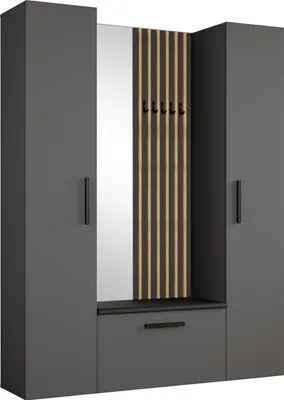 Produktbild von Masseno Garderobe-Set MODULO 160,6/204/40 cm Modern Garderobenschrank Grau
