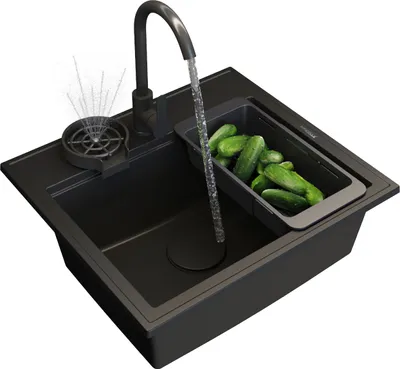 Obrázek produktu pro Granitan | Granitový dřez FOXAL - Černý - Jedinečný styl - Ergonomický a funkční