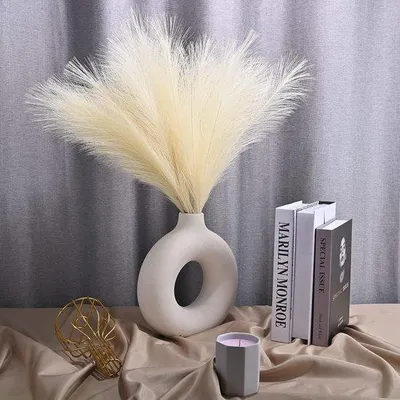 Produktbild von Künstliches Pampasgras, 30 Stück, getrocknet, 55 cm, Dekoration, Trockenblumen, Dekoration, kleine, flauschige, künstliche Pampasgras-Blüten für Boho-Dekoration (beige)