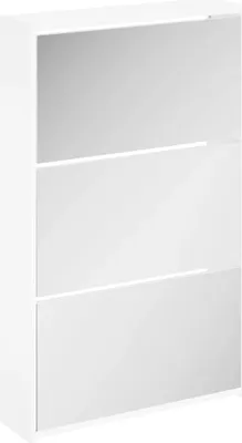 Image de vidaXL Armoire à chaussures avec 3 compartiments miroir blanc 63x17x102,5 cm