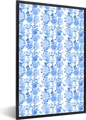 Produktbild von MuchoWow® MuchoWow® Gerahmtes Poster Blumen - Rosen - Blau 40x60 cm - Poster mit zchwarzem Bilderrahmen - Papierdruck - Wandbilder