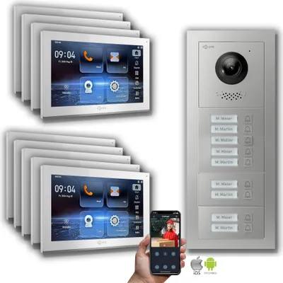 Produktbild von Goliath IP Video Türsprechanlage: 10-Zoll 9 Familienhaus, Smartphone App, Silber : 10 Zoll Weiß : Unterputzdose Monitor Farbe: 10 Zoll Weiß Montage: Unterputzdose