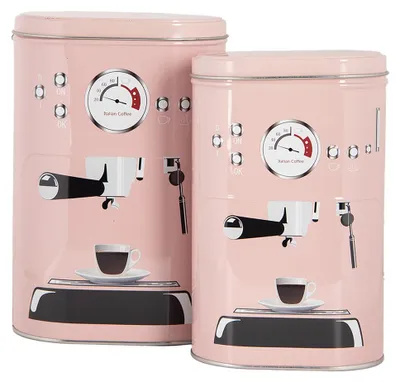 Image de Clayre & Eef Boîte de rangement en métal 20x13x9 / 18x11x7 cm Rose Métal Tasse à café