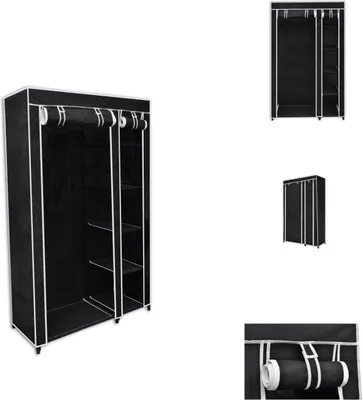 Image de vidaXL Armoire pliante en tissu noir 110 x 45 x 175 cm - Armoires à vêtements