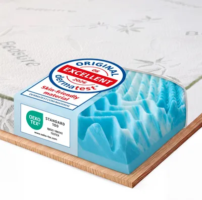 Topper 90x200 cm H2/H3 – 7 cm Gel-Traagschaum, wendbar, Bambusbezug