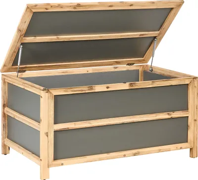 Produktbild von BELIANI Aufbewahrungsbox Grau Beton u. Akazienholz 330 L mit Deckel Gasdruckfeder Wtterbeständig Rustikal Truhe für Polster Kisssen Terrasse Garten