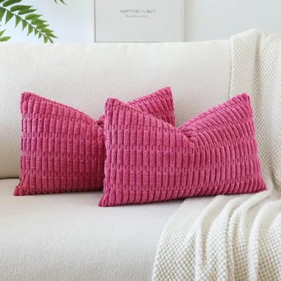 Obrázek produktu pro Pohodlné povlaky na polštáře, materiál: kordová sametová látka, rozměr: 30x50 cm, barva: růžová, sada 2 kusů