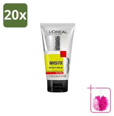 Produktbild von 20 x L'Oréal Paris Studio Line Invisi Fix 24h Clear & Clean Haargel 150 ml - Sparpackung - 20 Stücke