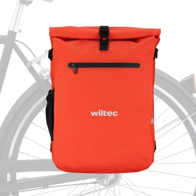 Zdjęcie produktu dla Wiltec 3 w 1 torba na bagażnik czerwona, plecak rowerowy 25 l, torba na bagażnik z przegrodą na laptopa, wodoodporna torba rowerowa