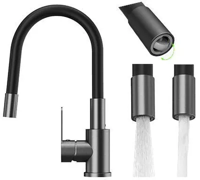 Produktbild von Granitan | GRADO PLUS - Küchenarmatur - Flexibler Auslauf - Schwarz, Dunkelgrau
