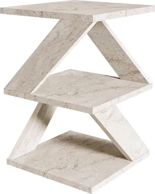Image de Table d'appoint en bois "Albeni" - 29 x 29 x 54 cm - Travertin