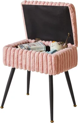 Productafbeelding van Dressing Table Stool - Make-up krukje - Comfortabel zitten - Verborgen opbergruimte - 42x31x46 cm - Roze