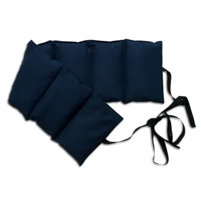 Produktbild von Körnerkissen 7-Kammer mit Band, 65x15 dunkelblau. Wärmekissen Wärmegürtel, langes Kissen zum Binden, mit Weizen