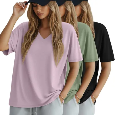 Immagine prodotto di 3 magliette di cotone oversize da donna