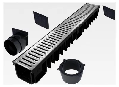 Produktbild von Entwässerungsrinne Set 6 Meter | Verzinkt Klasse B125 | Typ 90