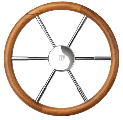 Imagen del producto de Volante de acero inoxidable VETUS PRO50T con revestimiento de teca, diámetro 50 cm