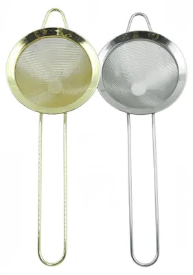 Cocktail-Sieb-Set 2er, RVS, 8,5 cm, 23 cm, Silber+Gold