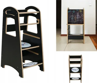 Produktbild von Skyline Steh und Lernturm Baby ab 1 Jahr Montessori Learning Tower Tritthocker Kinder Kitchen Helper Kinderhochstühle Faltbarer Tafel