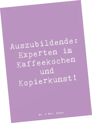 Produktbild von Mr. & Mrs. Panda Postkarte Spruch Auszubildende Kaffeekünstler - Lavendeltraum - Geschenk, Berufsausbildung, Ansichtskarten, Azubi, witziger, Berufstraining, bildkarte