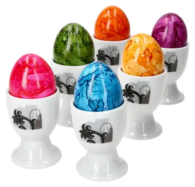 Produktbild von 6er Set Black Flower Eierbecher  6 Personen Planzen-Dekor schwarz - 6 x Eierbecher