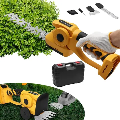 Produktbild von Akku Grasschere und Strauchschere, Akku Heckenschere, Winkel Einstellbar Strauchschere Elektrisch mit 2 Schneidmesser
