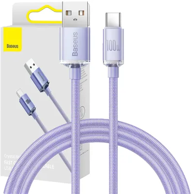 Zdjęcie produktu dla Baseus Kabel USB-A na USB-C, 100W, 480Mbps, 1,2m - Fioletowy