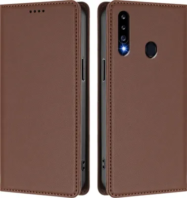 Produktbild von Handyhülle für Samsung Galaxy A20S, Kunstleder Klapphülle Stoßfeste Magnetische Hülle mit Ständer Braun