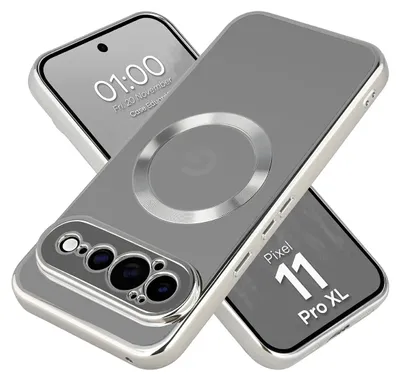 Produktbild von Handyhülle mit Magnetring für Google Pixel 11 Pro XL, Bizon Case EduardO, Transparent-Silbern