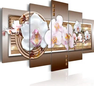 Produktbild von Leinwandbilder Blumen Orchidee 200x100 cm Vlies Leinwandbild 5 tlg Kunstdruck modern Wandbilder XXL Wanddekoration Design Wand Bild - Sand Spa Zen Ornament 020110-116