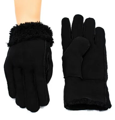 Produktbild von Echt Lammfell Fingerhandschuhe Schwarz S