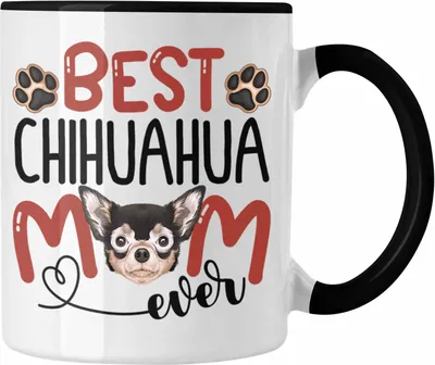 Produktbild von Trendation - Chihuahua Mom Besitzerin Tasse Geschenk Lustiger Spruch Geschenkidee Besitzerin Chihuahua Mama (Schwarz)