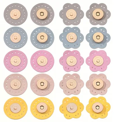 Magnetische Druckknöpfe aus Leder, 10 Paar, 2 Formen, 4 Farben