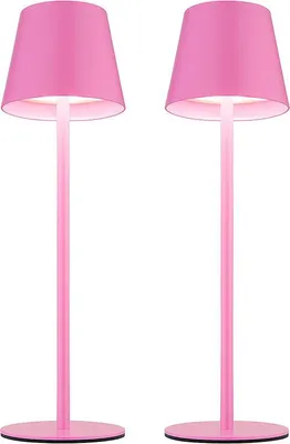 Produktbild von 2er Set LED Tischlampe, pink, Akku, Touchdimmer, Flaschenaufsatz
